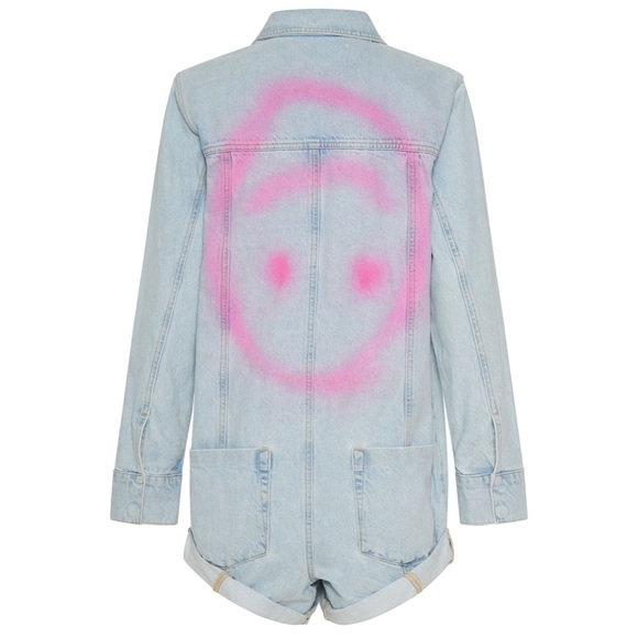 One Teaspoon smiley face denim jumpsuit